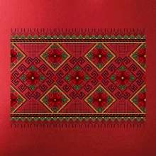 Ukrajinský vzor - Červeno Zelený