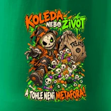 Halloweenský koledník s pytlem strašidelných sladkostí