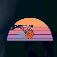 Retro západ slunce a basketbalový koš