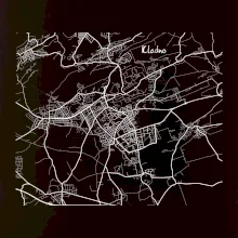 Černobílá mapa Kladno