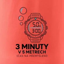 Bezpečnostní zastávka 3 minuty v 5 metrech s potápěčskými hodinkami