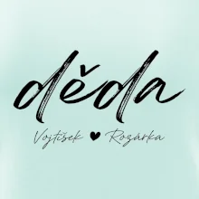 Děda Tričko se jmény dětí psací písmo