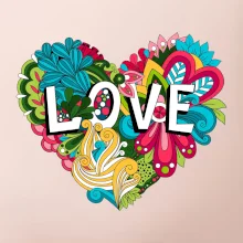 Love nápis květovaný