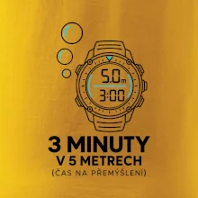 Bezpečnostní zastávka 3 minuty v 5 metrech s potápěčskými hodinkami