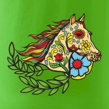 Kůň barevný s listy