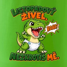 Listopadový živel zelený dinosaurus rex v plence