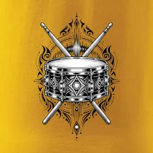 Ornamentální buben s paličkami - černobílý symbol
