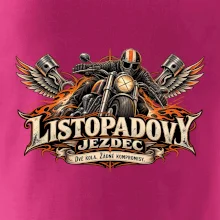 Listopadový motorkář se strojem a ohnivými křídly