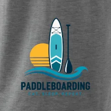 Paddleboard s pádlem při západu slunce eat sleep repeat
