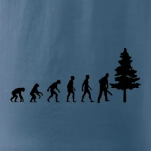 Evoluce dřevorubec - pila a strom