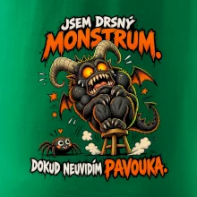 Drsné rohaté monstrum se bojí pavoučka