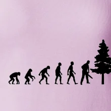 Evoluce dřevorubec - pila a strom