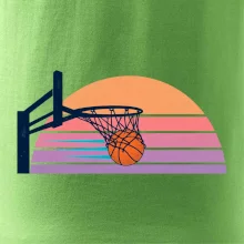 Retro západ slunce a basketbalový koš