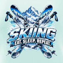Sjezdové lyže v horách eat sleep repeat
