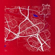 Praha - 14100 mapa s vodními toky