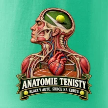 Anatomie tenisty hlava v autu srdce na kurtu