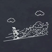 Kreslený lyžař na horách