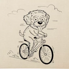 Lagotto romagnolo karikatura na kole černá