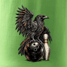 Bowling havran s koulí a kuželkou
