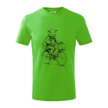 Kráva v obleku na kole