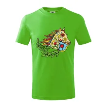 Kůň barevný s listy