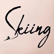 Skiing nápis lyžař