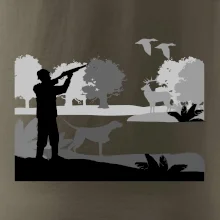 Lovec a ohař v lese