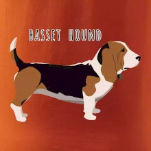 Basset hound pes s nápisem