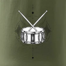 Symetrický buben s paličkami - minimalistická rytmická grafika
