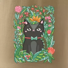 Kočka s květy malovaná