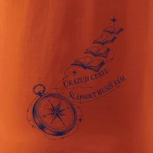 Ukazuji cestu kompas a schody z knih