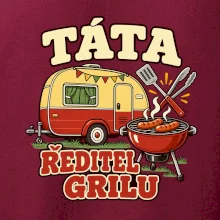 Táta ředitel grilu rodinné kempování s karavanem