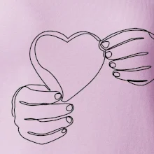 Ruka držící srdce  jedním tahem