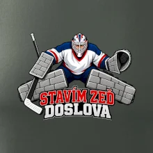 Hokejový brankář staví zeď
