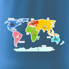 Světové kontinenty s názvy a zvířátky