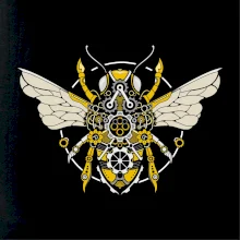 Steampunk včela barevná