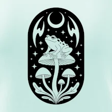 Goblincore černobílá oválná žába