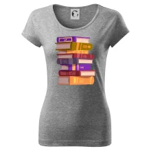 Knihomol stojící knihy