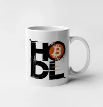Hodl velký nápis a logo BTC
