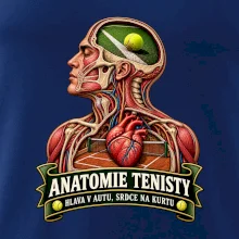 Anatomie tenisty hlava v autu srdce na kurtu