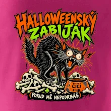 Halloweenský černý kocour čeká na podrbání