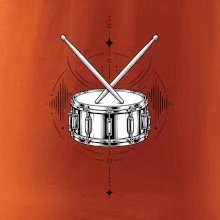 Symetrický buben s paličkami - minimalistická rytmická grafika