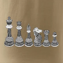 Šachové figurky v řadě - kreslené
