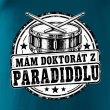 Mám doktorát z paradiddlu - černobílý bubenický odznak