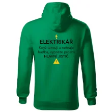 Elektrikář - hlavní jistič - Nápis na zádech