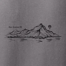 Nový Zéland nápis a hory Aoraki -  Mount Cook