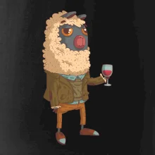 Alpaka s vínem muž