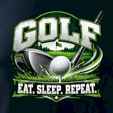 Golfová hůl s míčkem eat sleep repeat