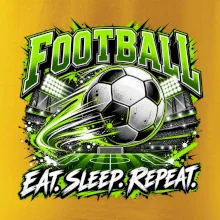 Fotbalový míč a stadion eat sleep repeat