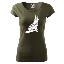 Německý ovčák sedící napis